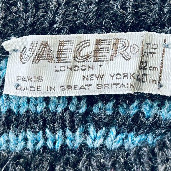 Vintage Jaeger Wool Sweater Size 40 Geometric Pattern Long Sleeve Pullover - Picture 8 of 10